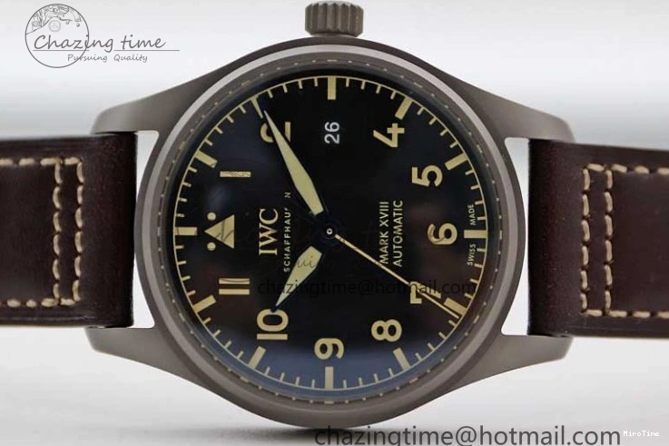 MIROTIME 0312 Mark XVIII IW327006 Titanium M+F 1:1 Best Edition Black Dial on Brown Leather Strap A Efficient 7052